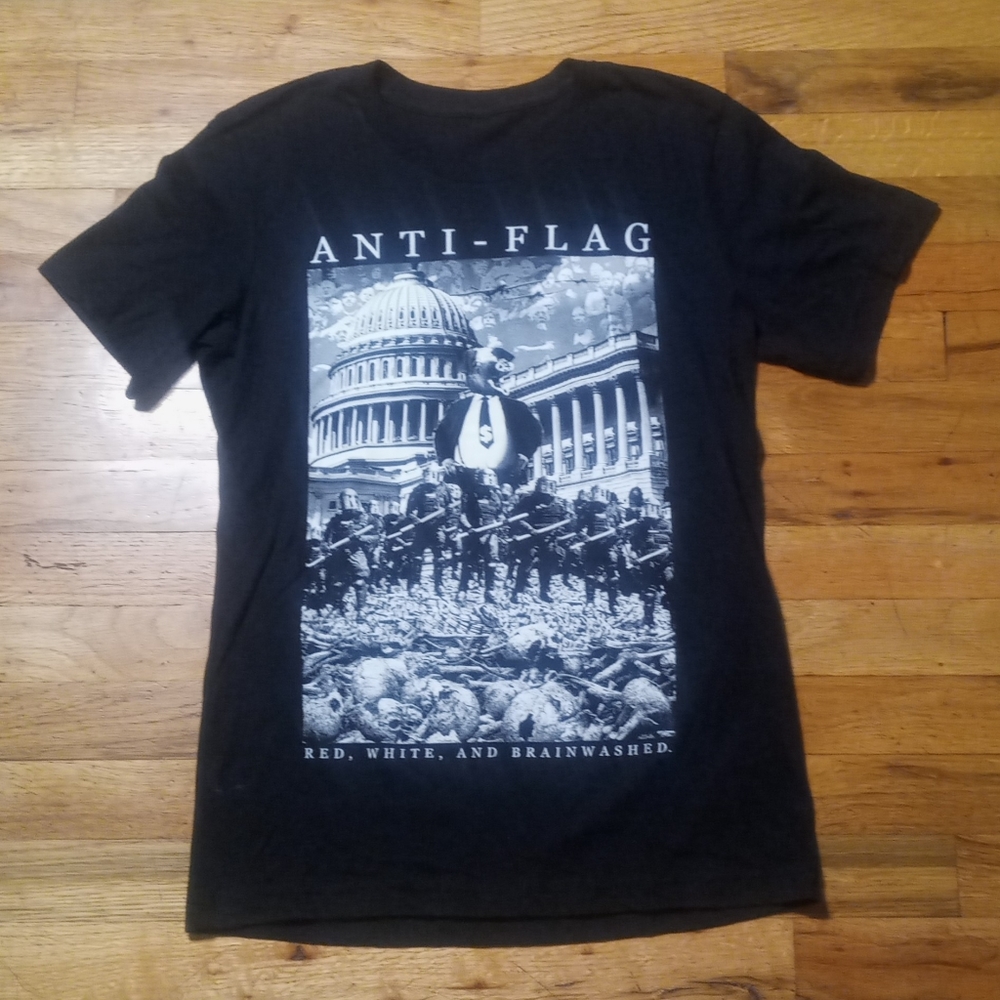 Anti-Flag Red White Brainwashed 20th Anniversary Concert T Shirt New Punk Rock View 2